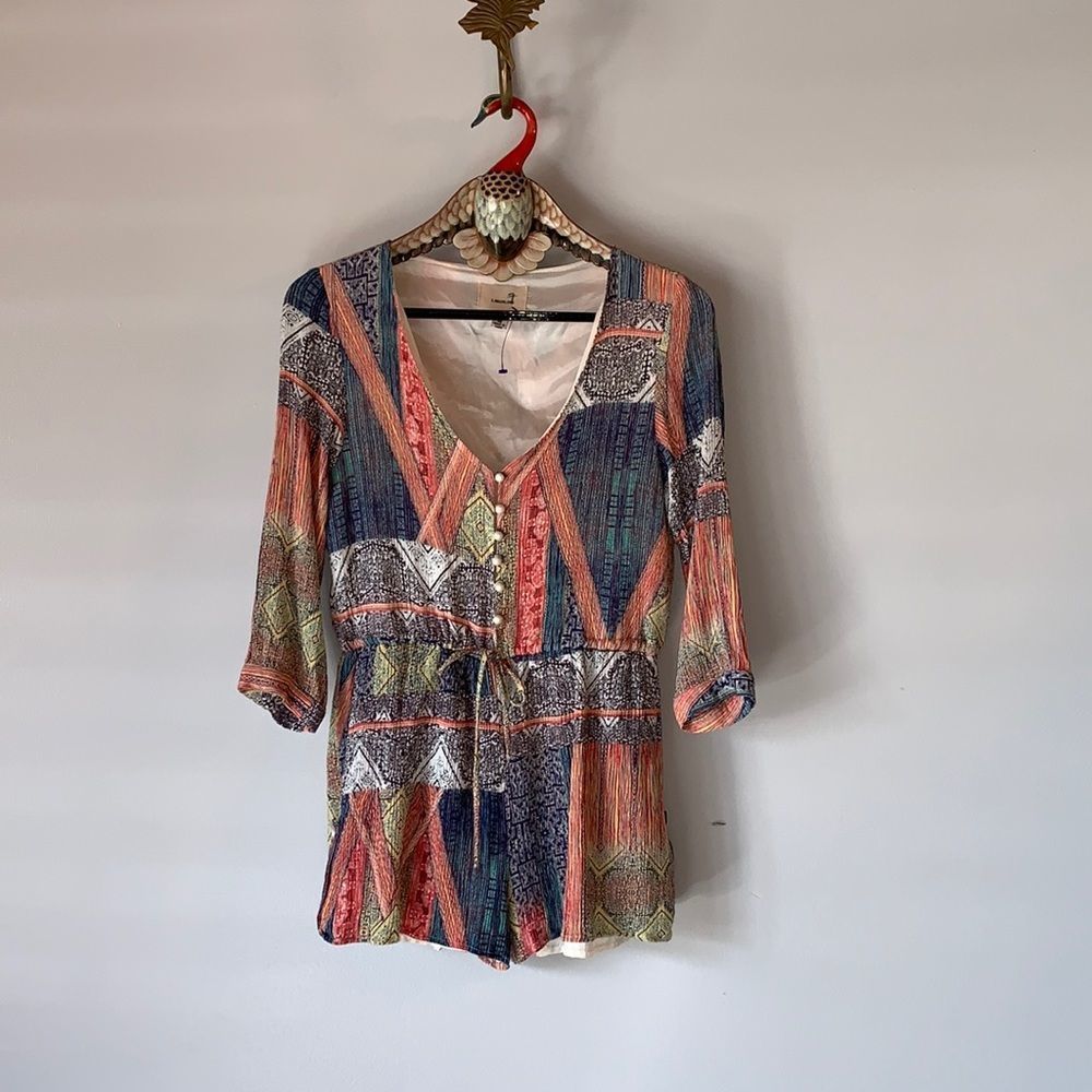 [I. MADELINE] Colorful Pattern Romper - Size Medium